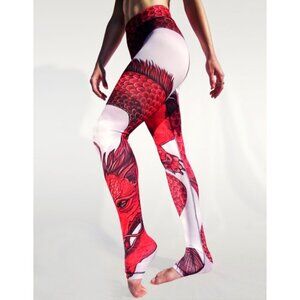 Arthletic Asian Dragon Chinese Japanese Oriental High-Rise Waist Waisted Legging